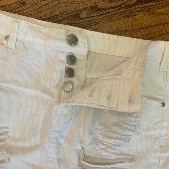 Distressed White Jean Skirt - Picture 2 of 4